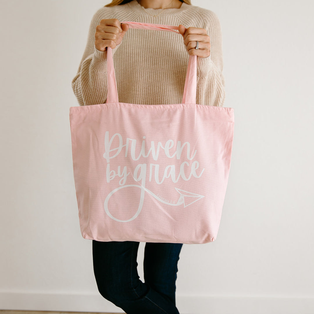 Driven By Grace | Zippered Tote Bag