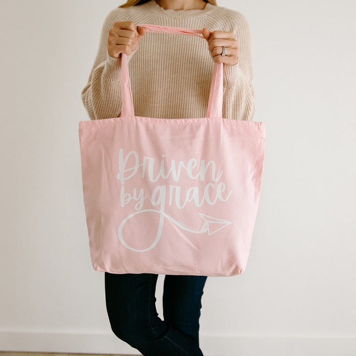 Driven By Grace | Zippered Tote Bag