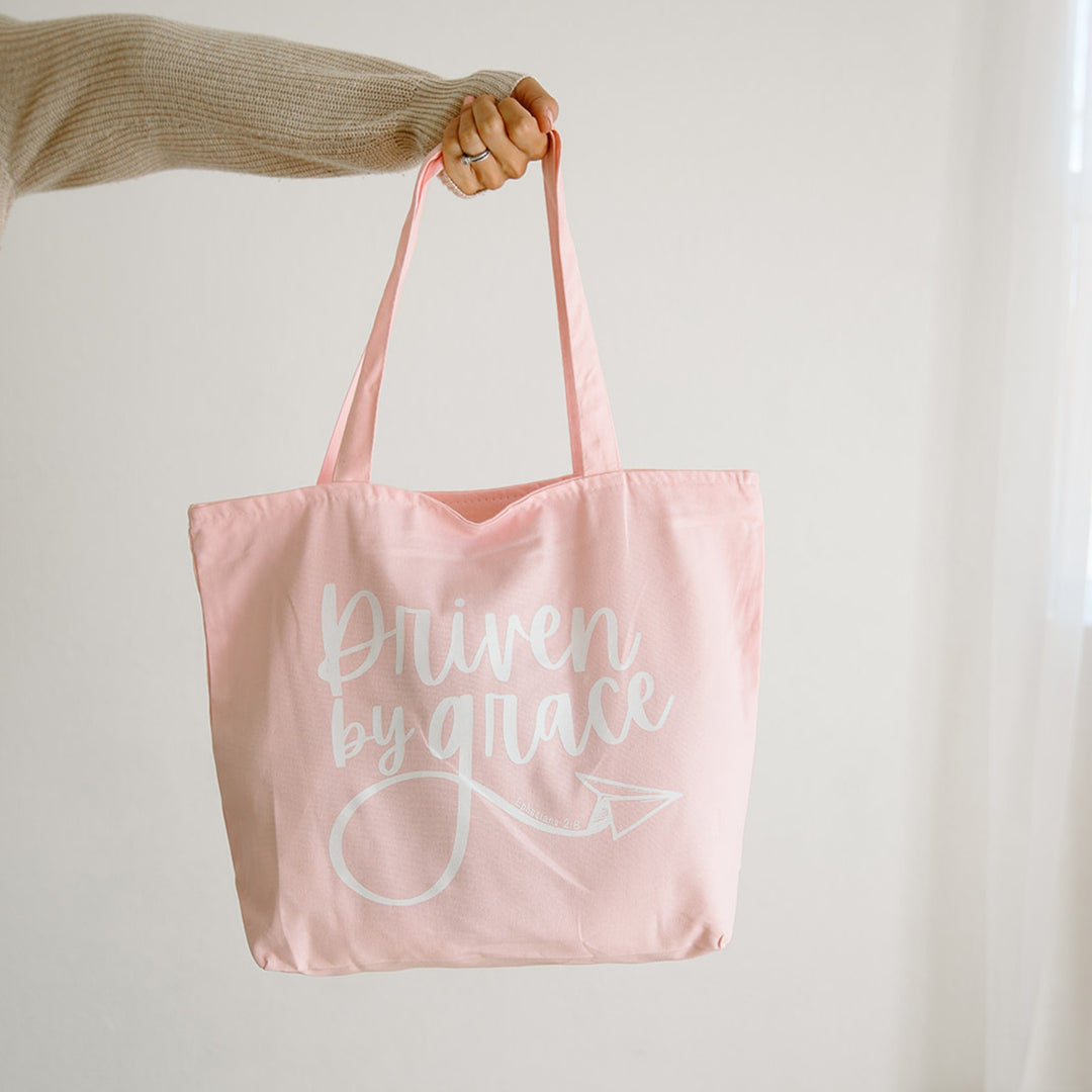 Driven By Grace | Zippered Tote Bag