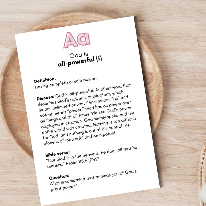 A-Z Attributes of God Flashcards