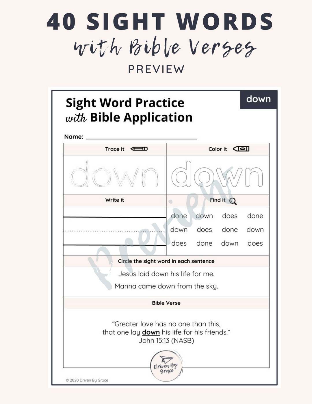 Pre-k Sight Words