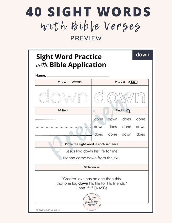 Pre-k Sight Words