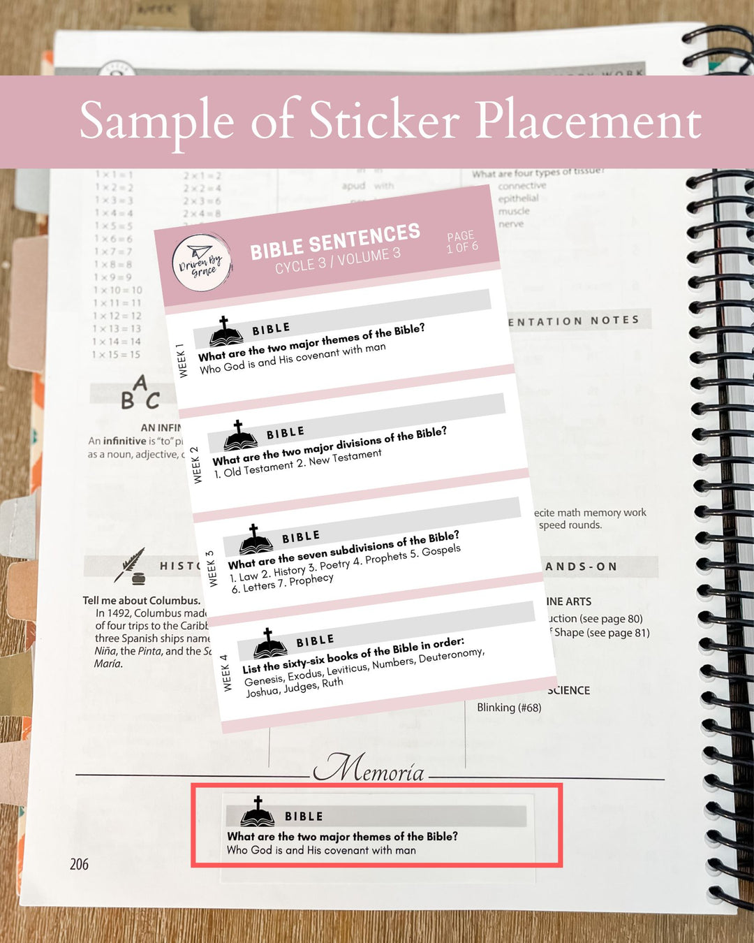 Classical Conversations Bible memory work stickers by Driven by Grace