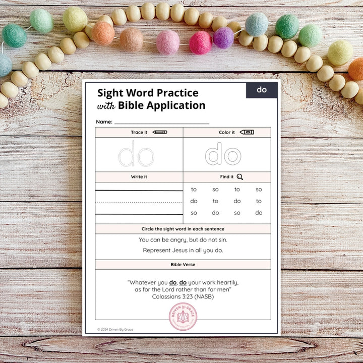 Kindergarten Sight Words