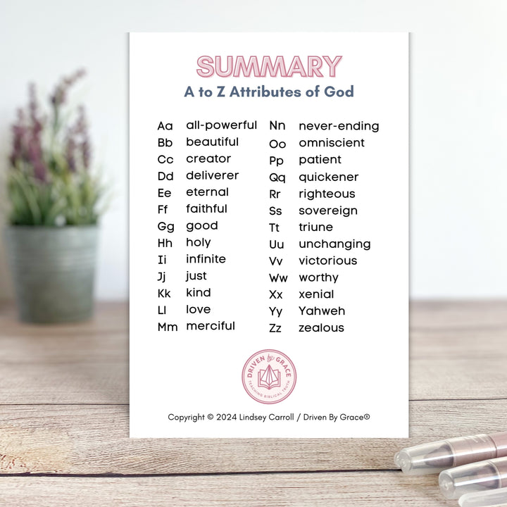 A-Z Attributes of God Flashcards