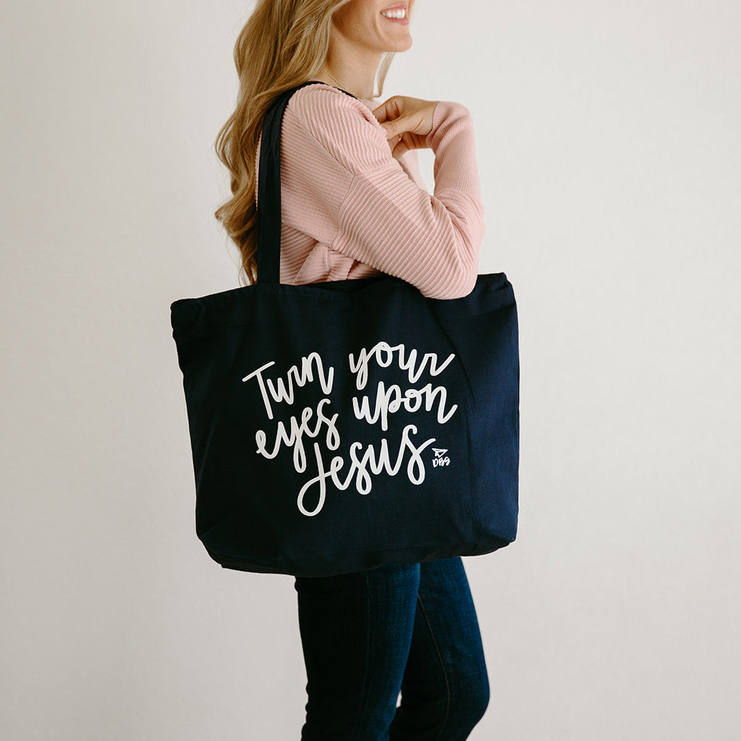 Turn Your Eyes Upon Jesus | Zippered Tote Bag
